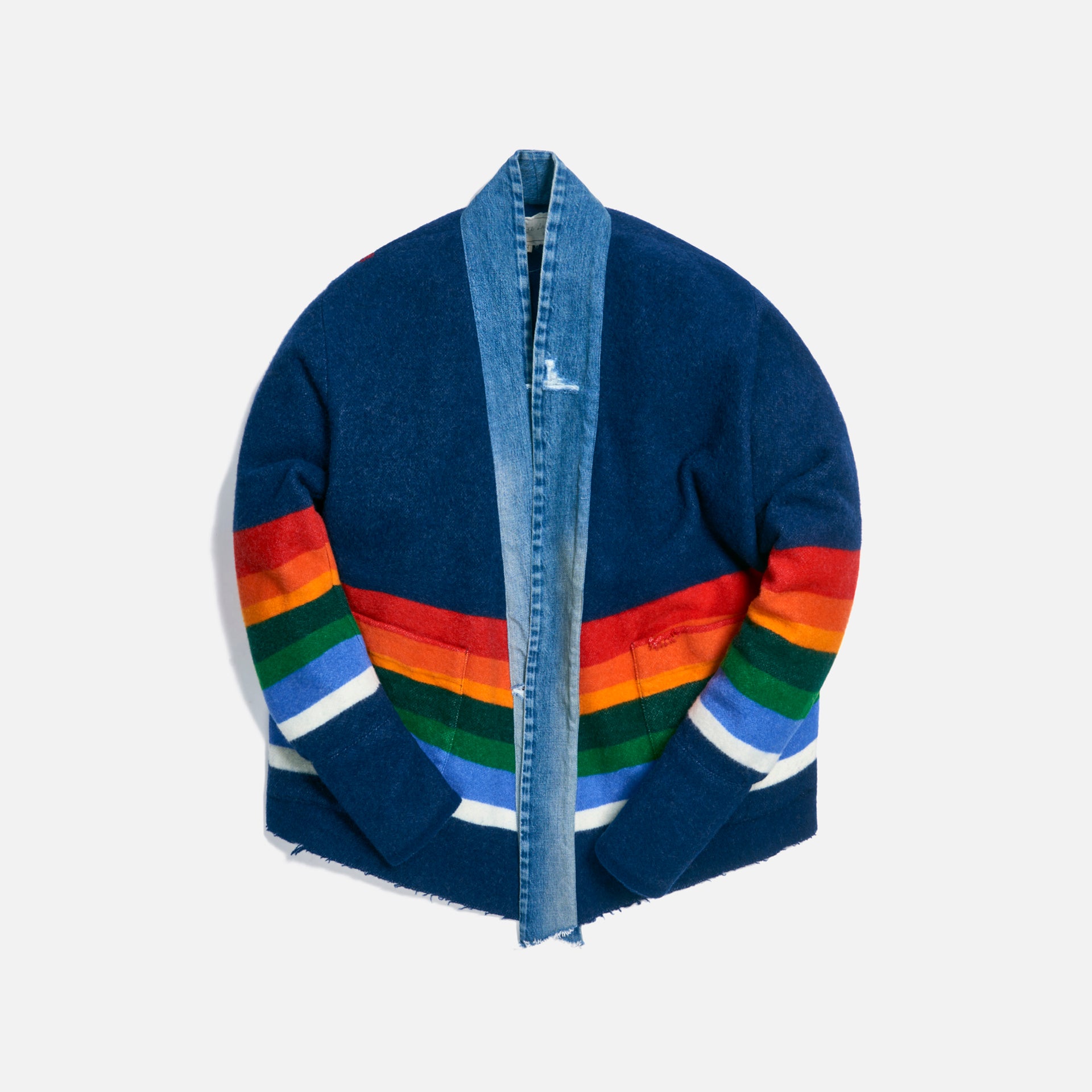 Greg Lauren Striped Blanket Boxy GL1 - Navy