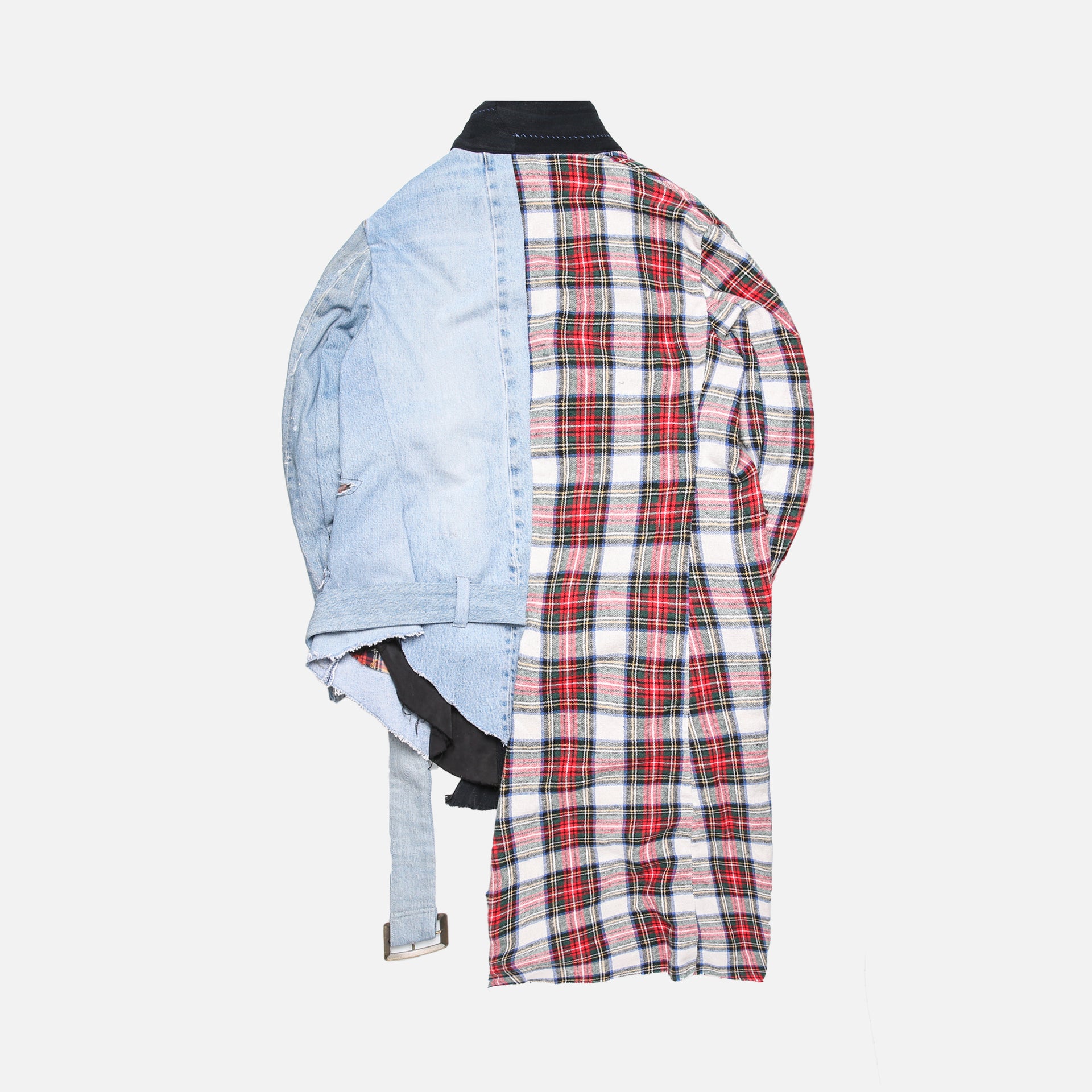 Greg Lauren 50/50 Highland Plaid Vintage Denim Asymmetrical GL1 - Multi
