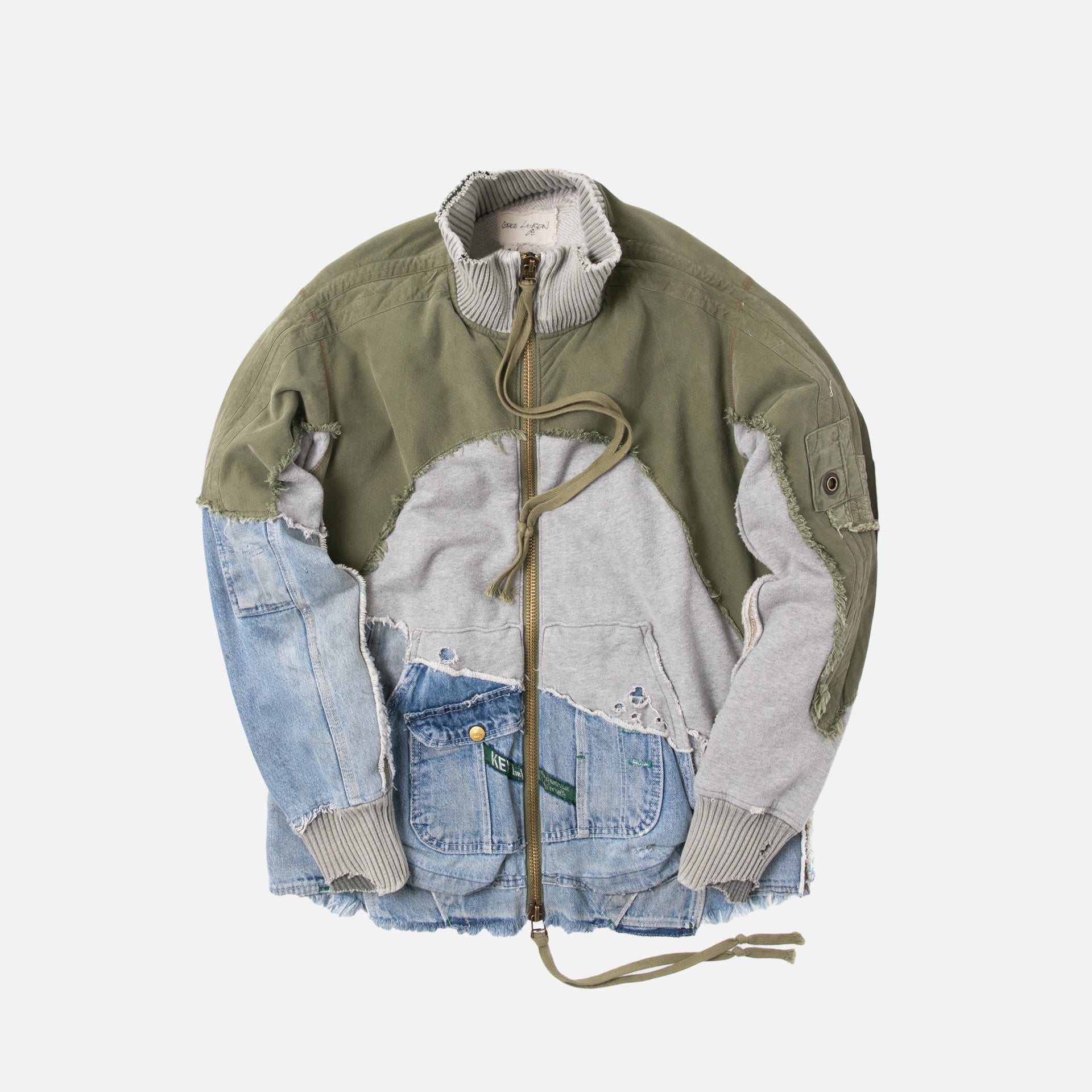 Greg Lauren 50/50 Hi-Tech Zip Jacket - Denim / Army Green