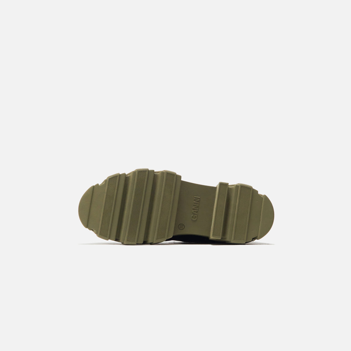 Ganni Leather Chelsea Boots - Black / Green