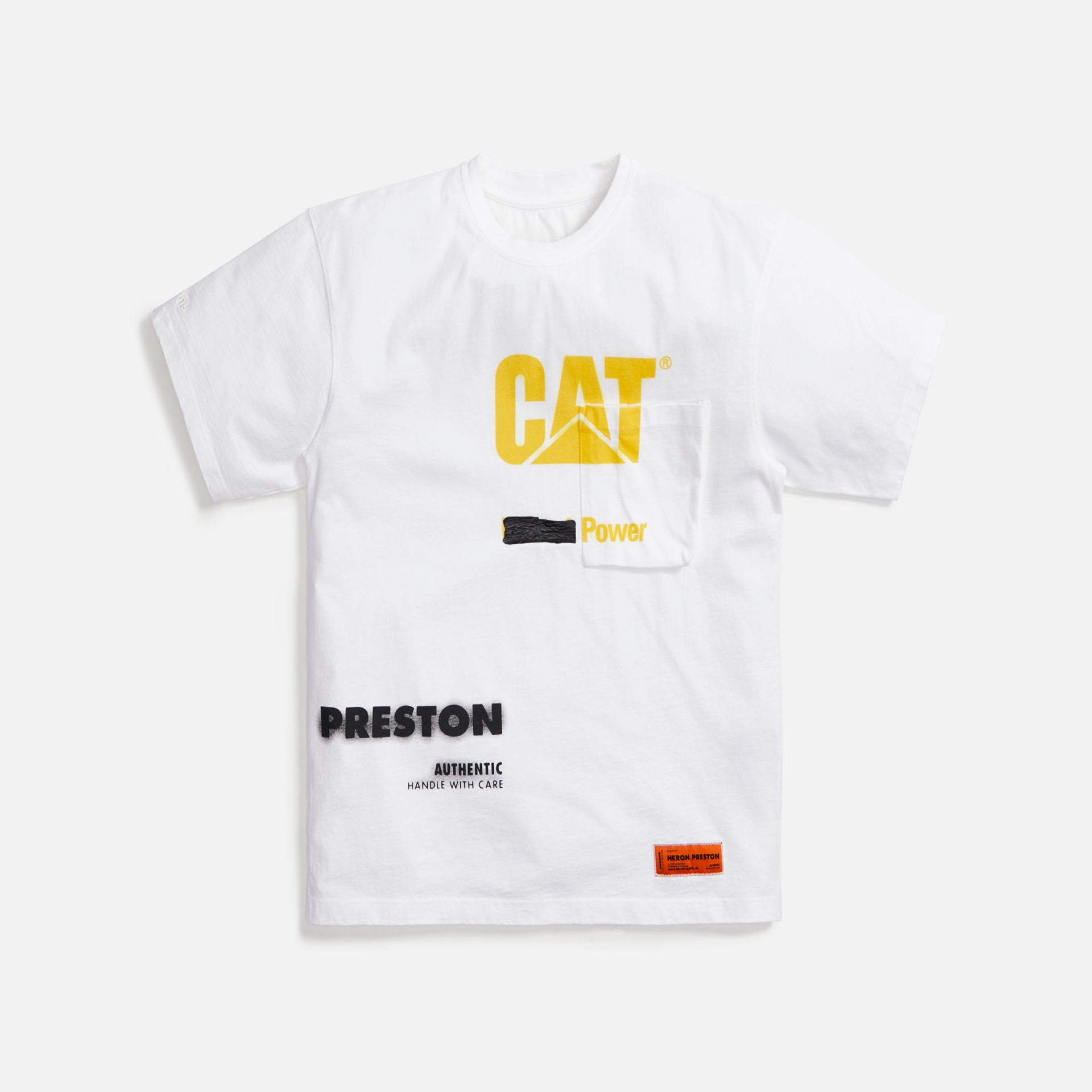 Heron Preston Caterpillar Reg Pocket Power Tee - White / Yellow