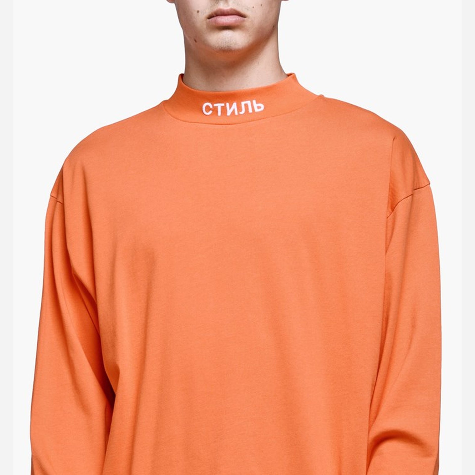 Heron Preston CTNMB Turtle-Neck LS T-Shirt Dark - Orange / White