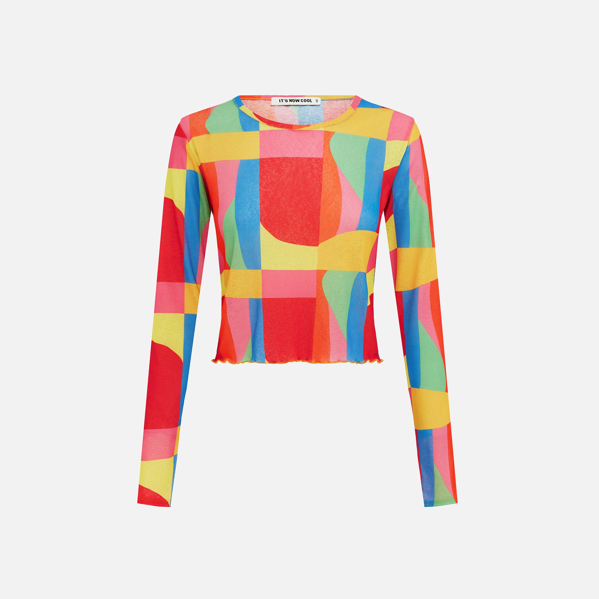 It’s Now Cool Mesh Long Sleeve Crop Top - Splice