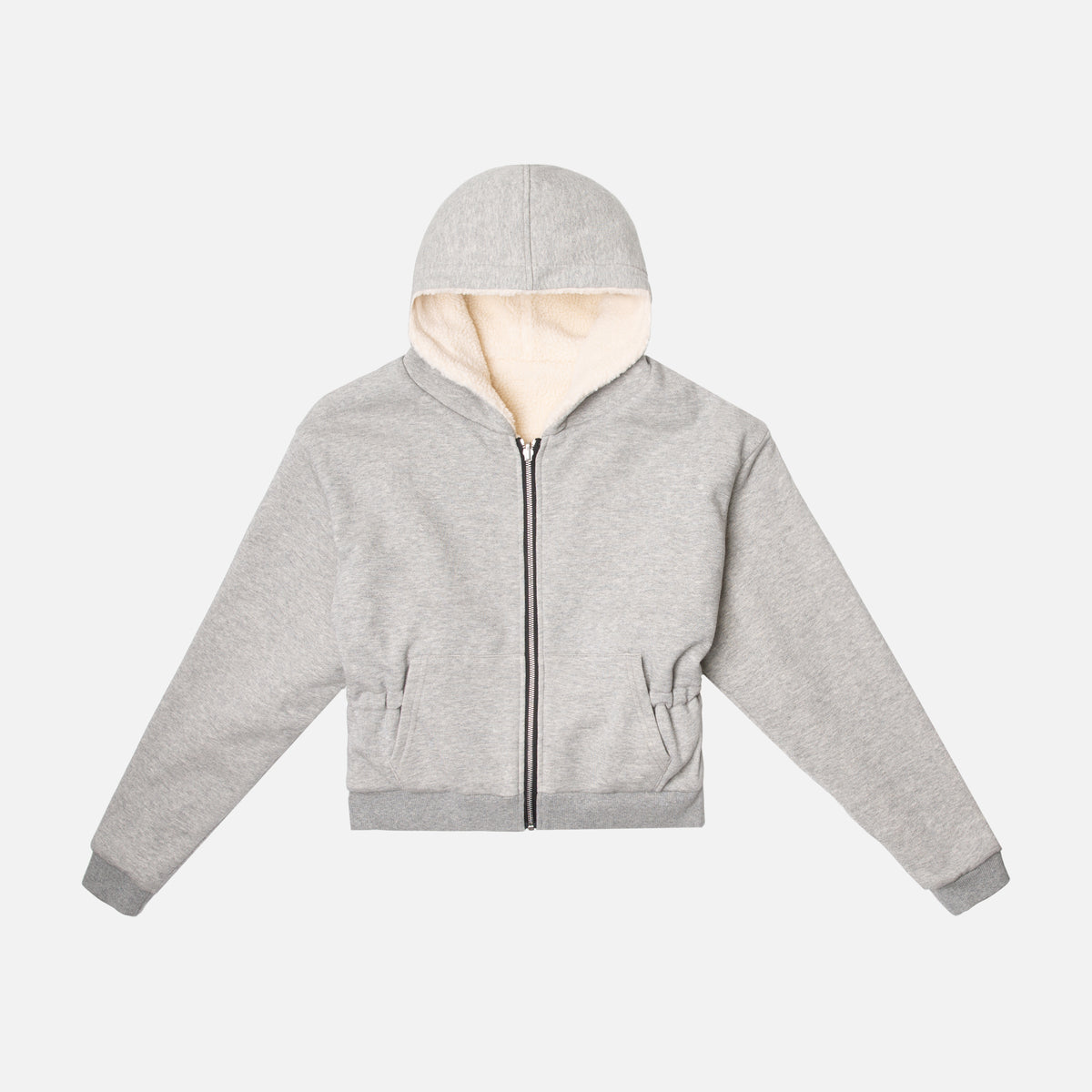 John Elliott Reversible Fleece Lined Zip Hoodie - Heather Grey