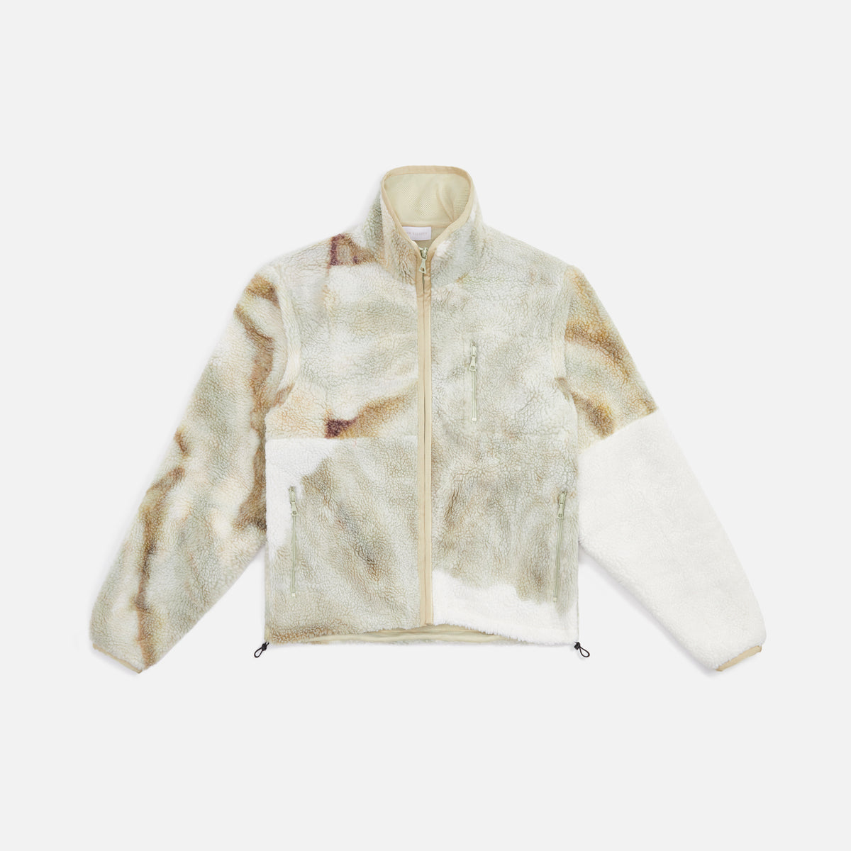 John Elliott Patchwork Tie Dye Polar Fleece Zip Up - Dayglow Vintage Army