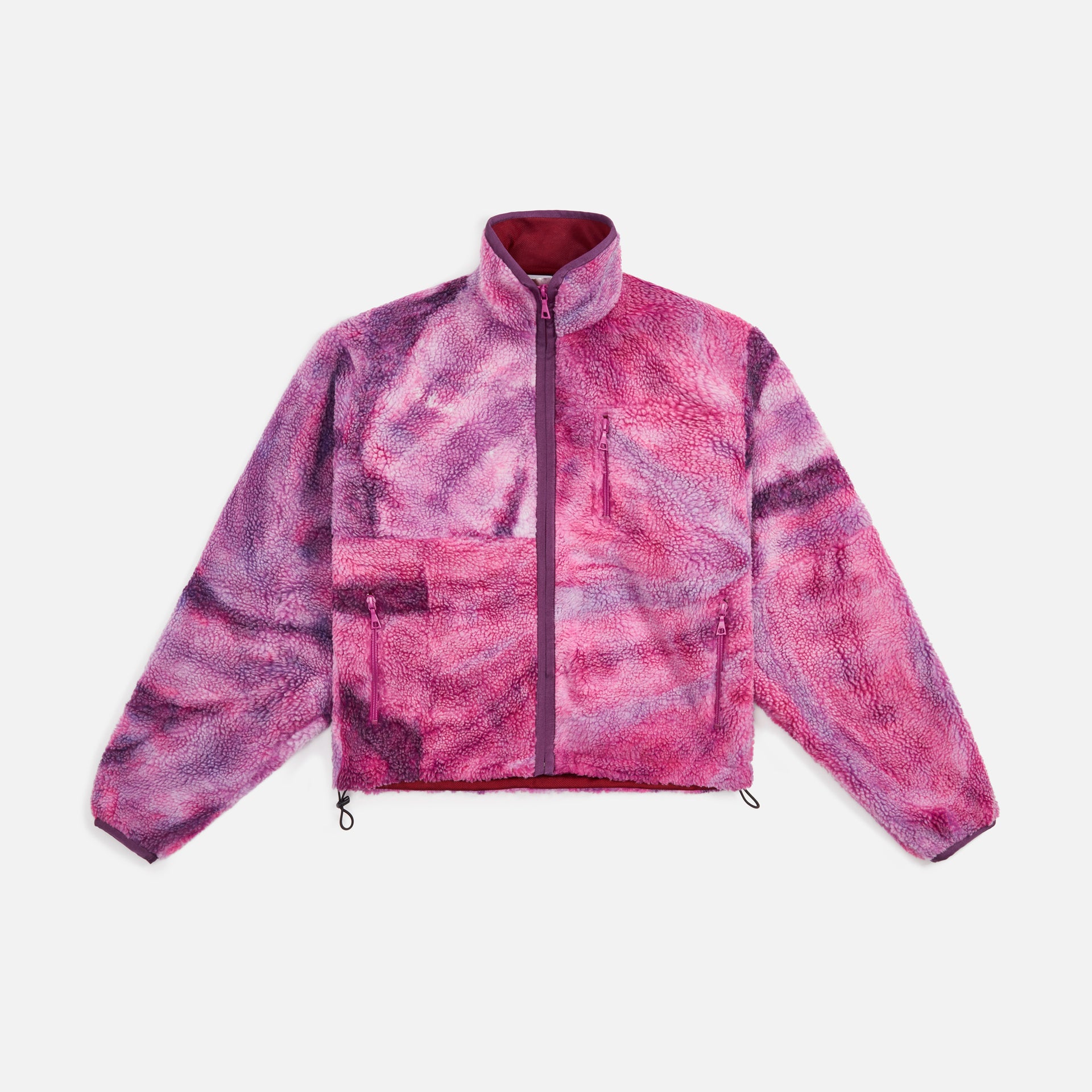 John Elliott Patchwork Tie Dye Polar Fleece Zip Up - Cosmos Prism