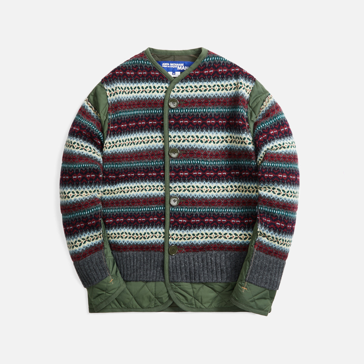 Junya Watanabe Man Wool Jacquard Jacket - Khaki / Grey