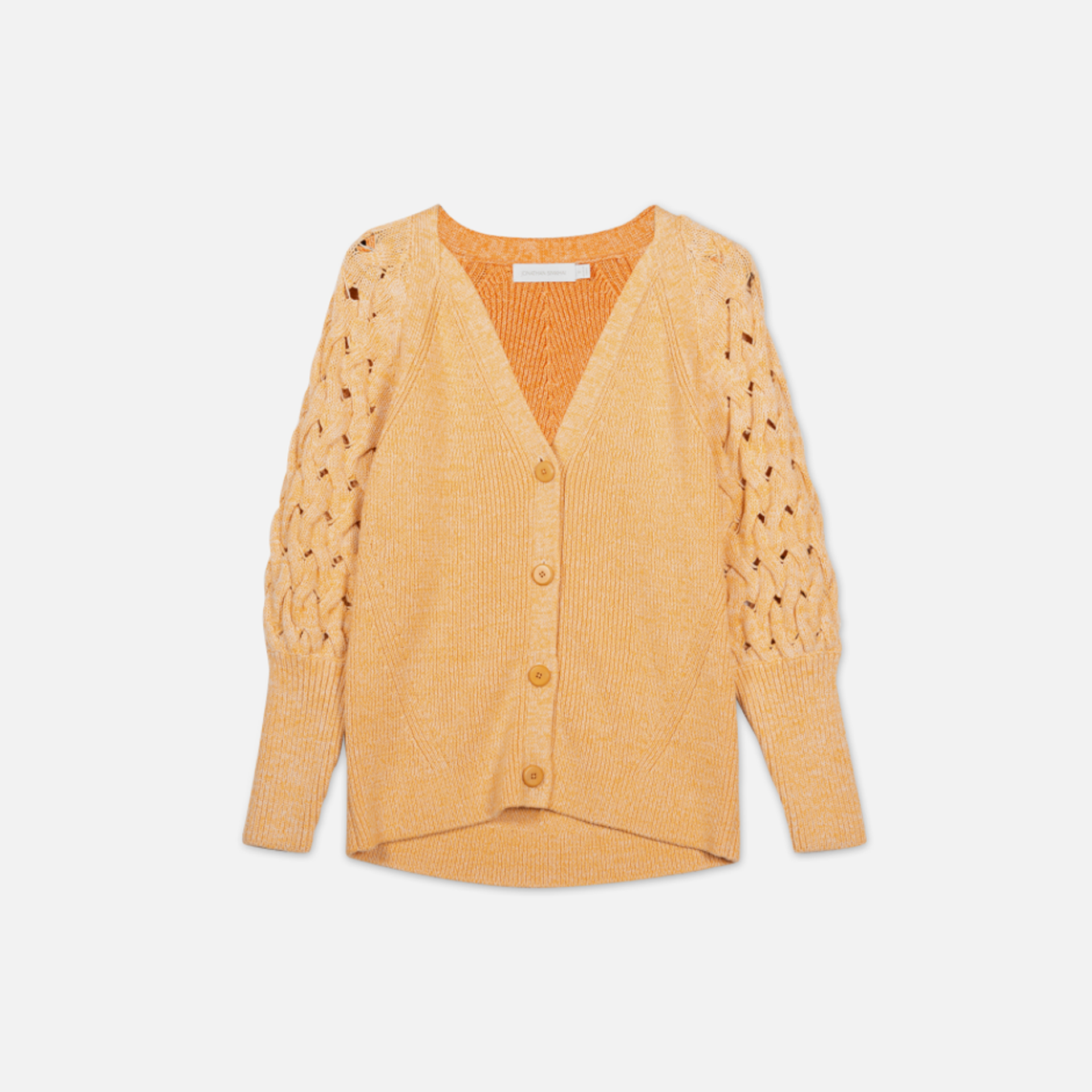 Jonathan Simkhai Olive Open Cable Puff Sleeve Cardigan - Melon