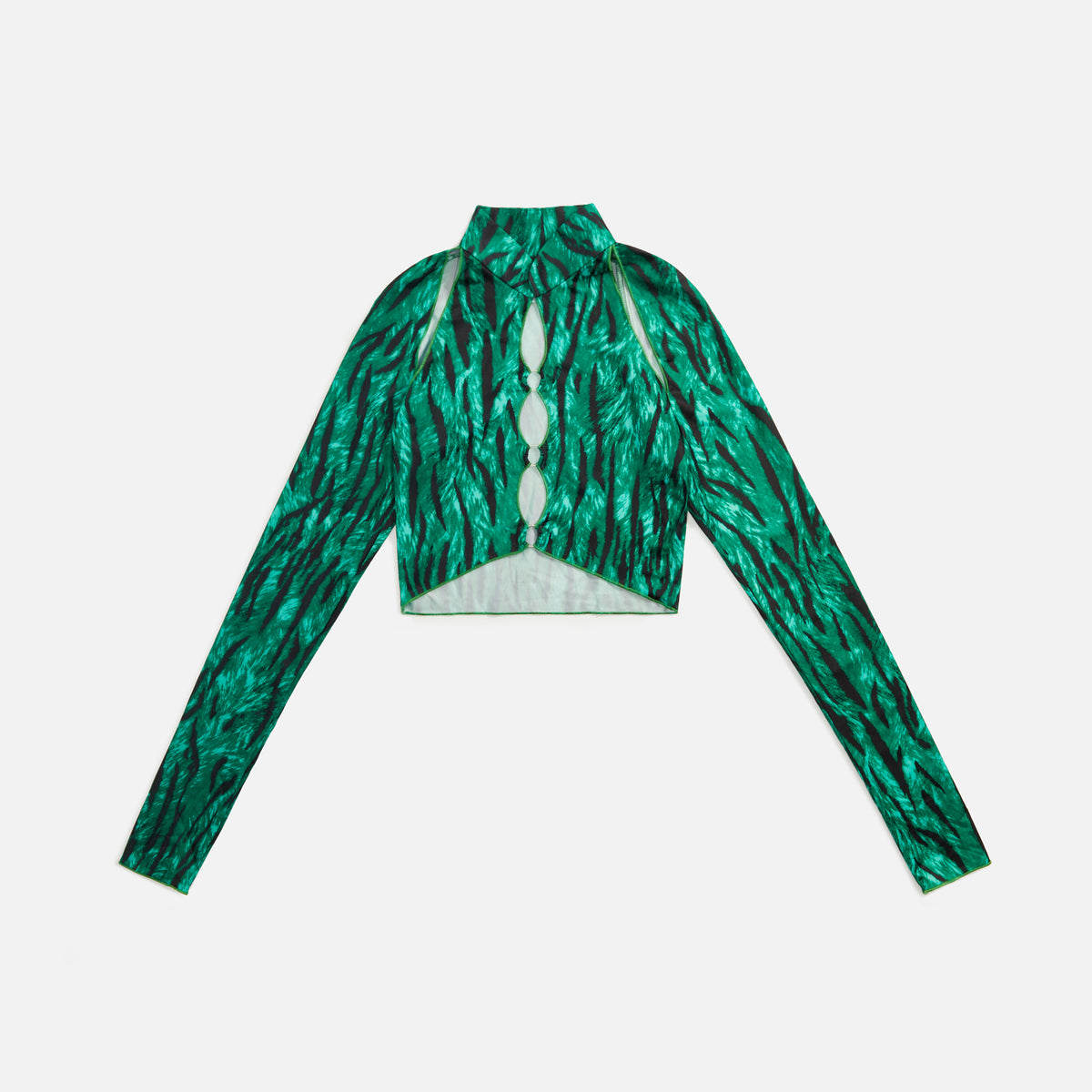 Kim Shui Qi Pao Top - Green Stripe