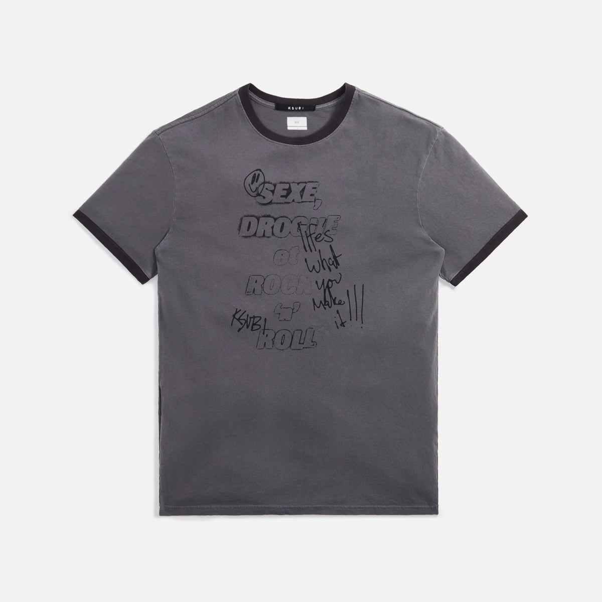 Ksubi Sexe Kash Ringer Tee - Charcoal