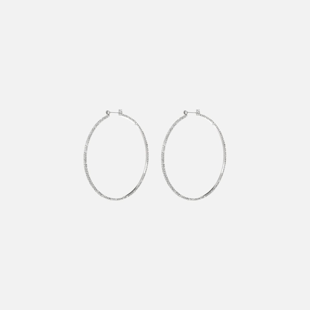 Luv AJ Triple Pave Hoops - Silver