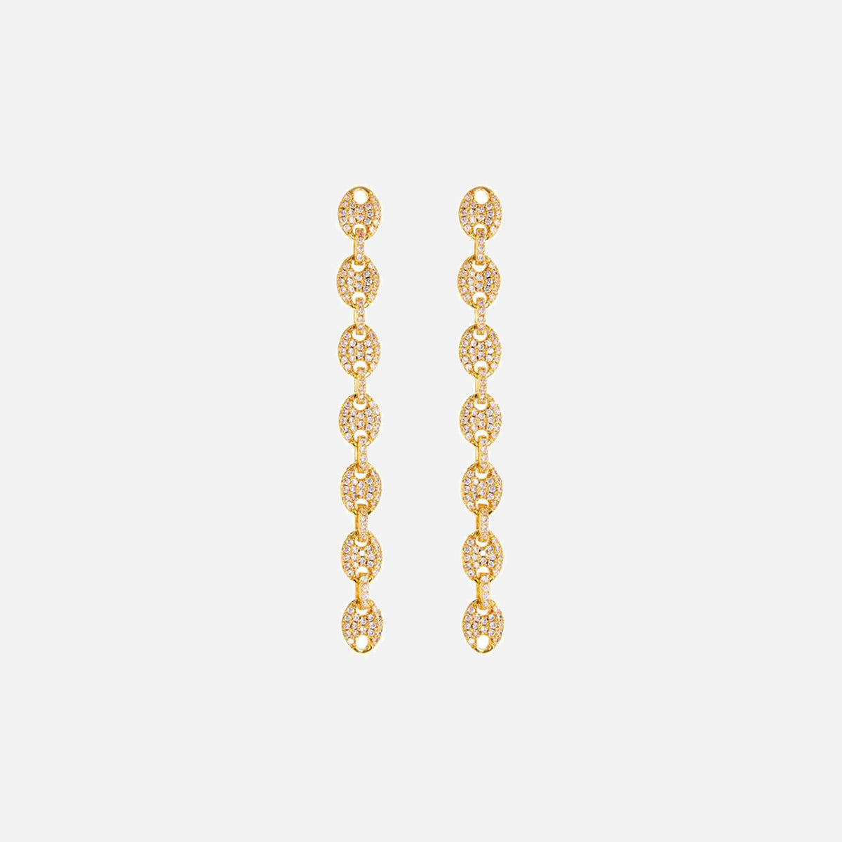 Luv AJ The Pave Mariner Link Drop Earrings - Gold