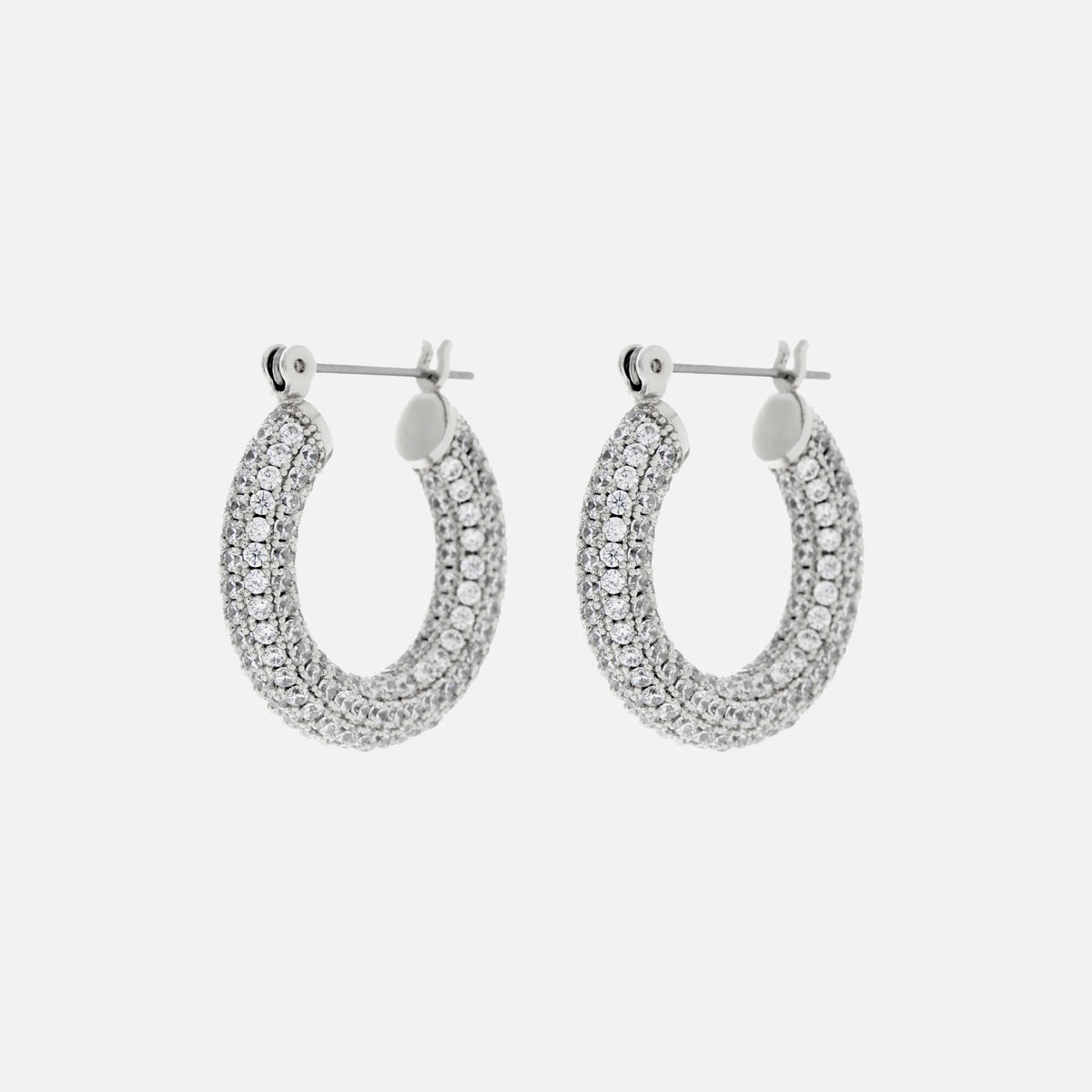Luv AJ Pave Baby Amalfi Hoops - Silver