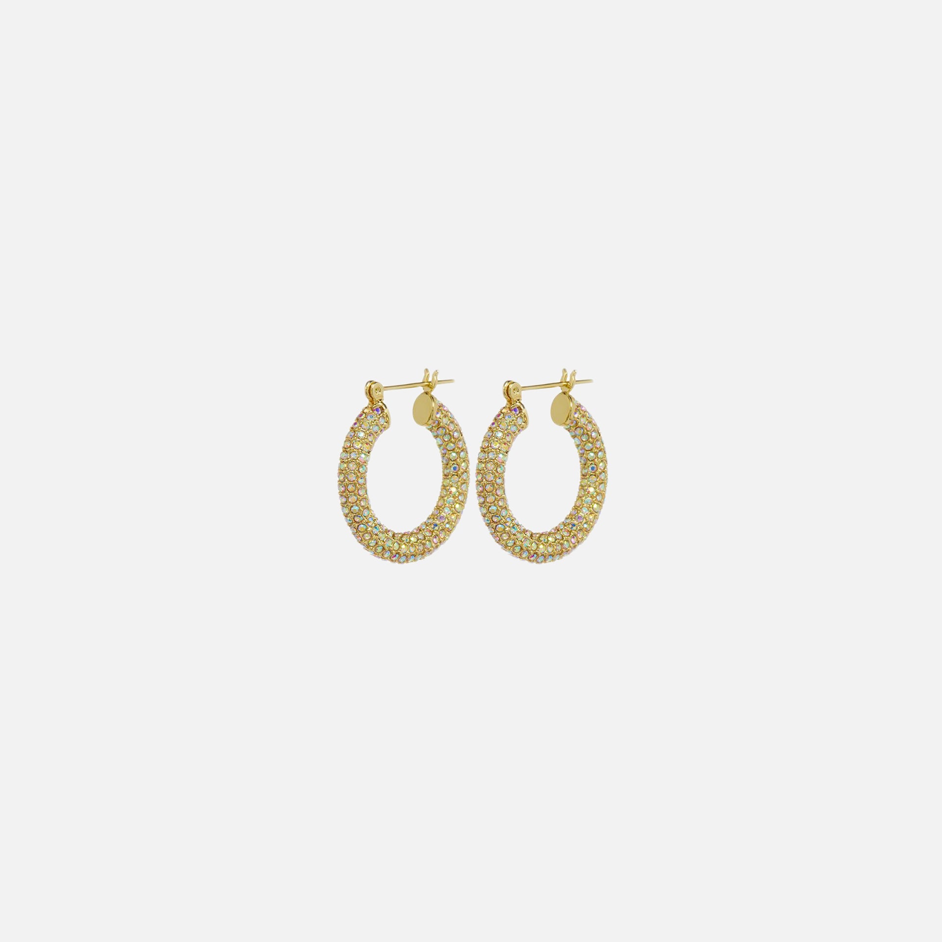 Luv AJ Pave Baby Amalfi Hoops - Gold Rainbow
