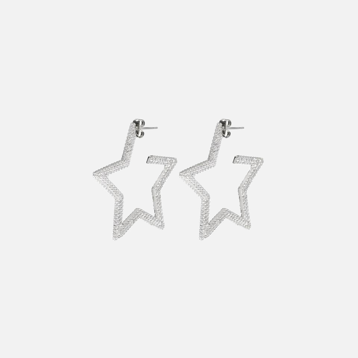 Luv AJ Pave Star Hoops - Silver