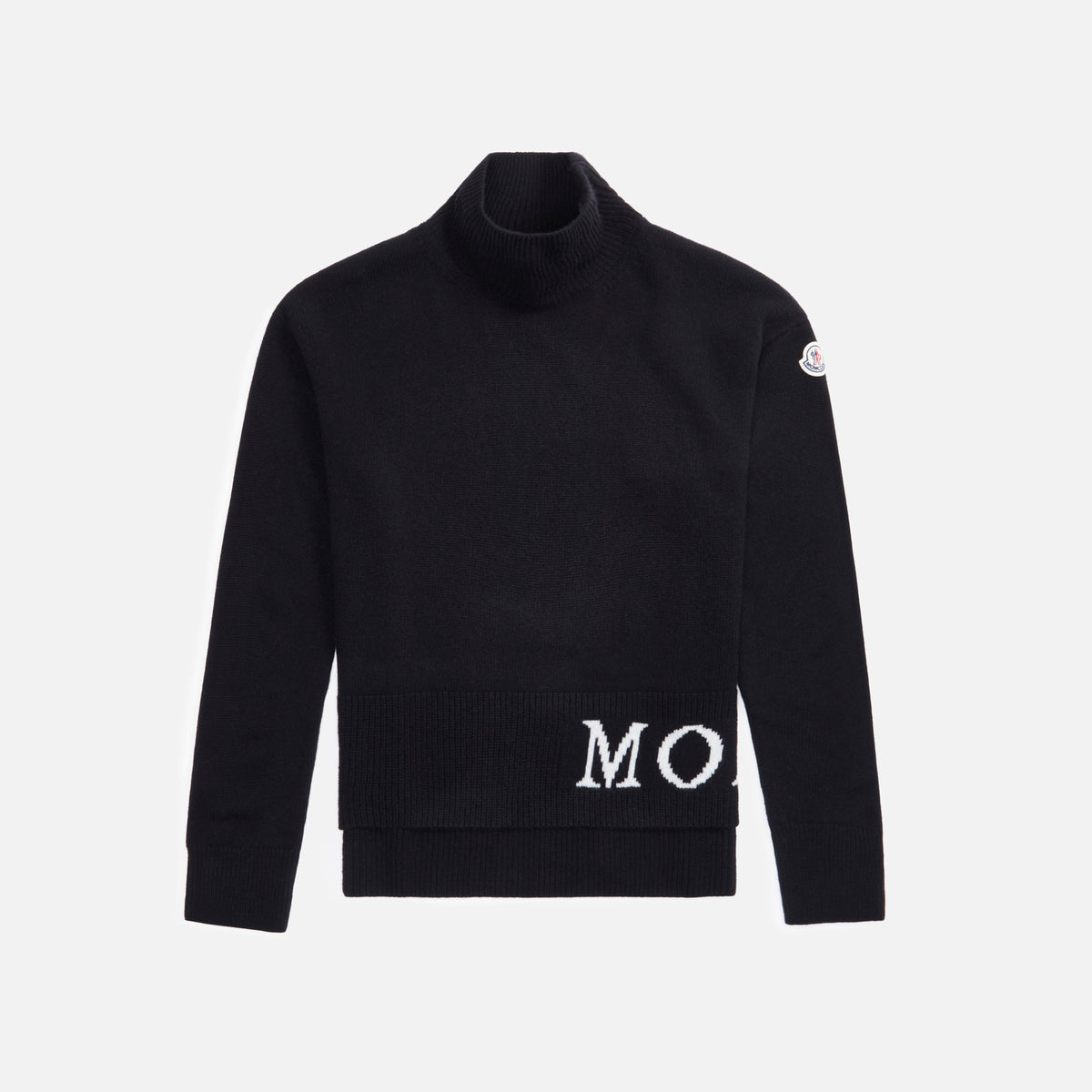 Moncler T-Neck with Waist Logo - Black