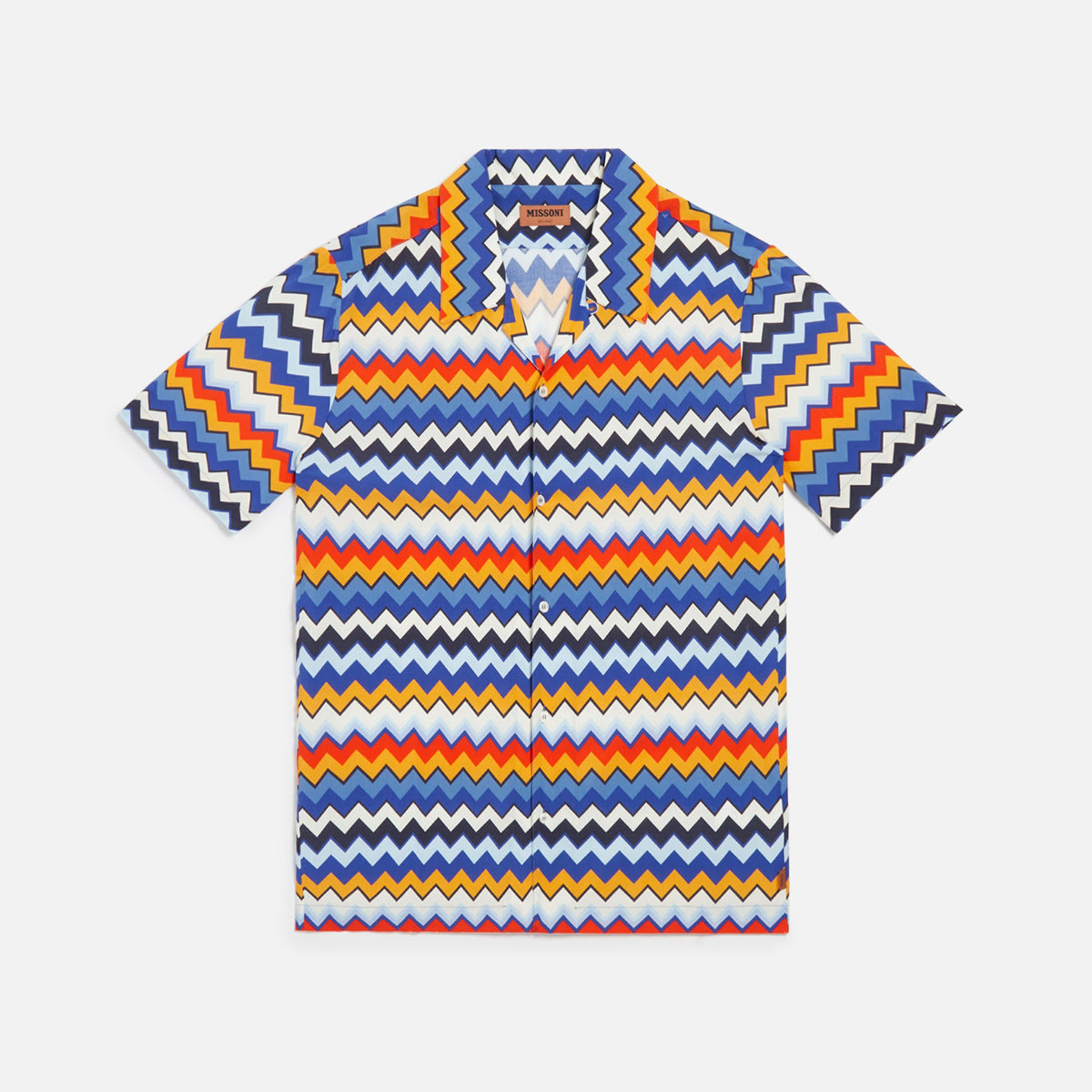 Missoni Short Sleeve Zig Zag Shirt - Multi Blue Orange