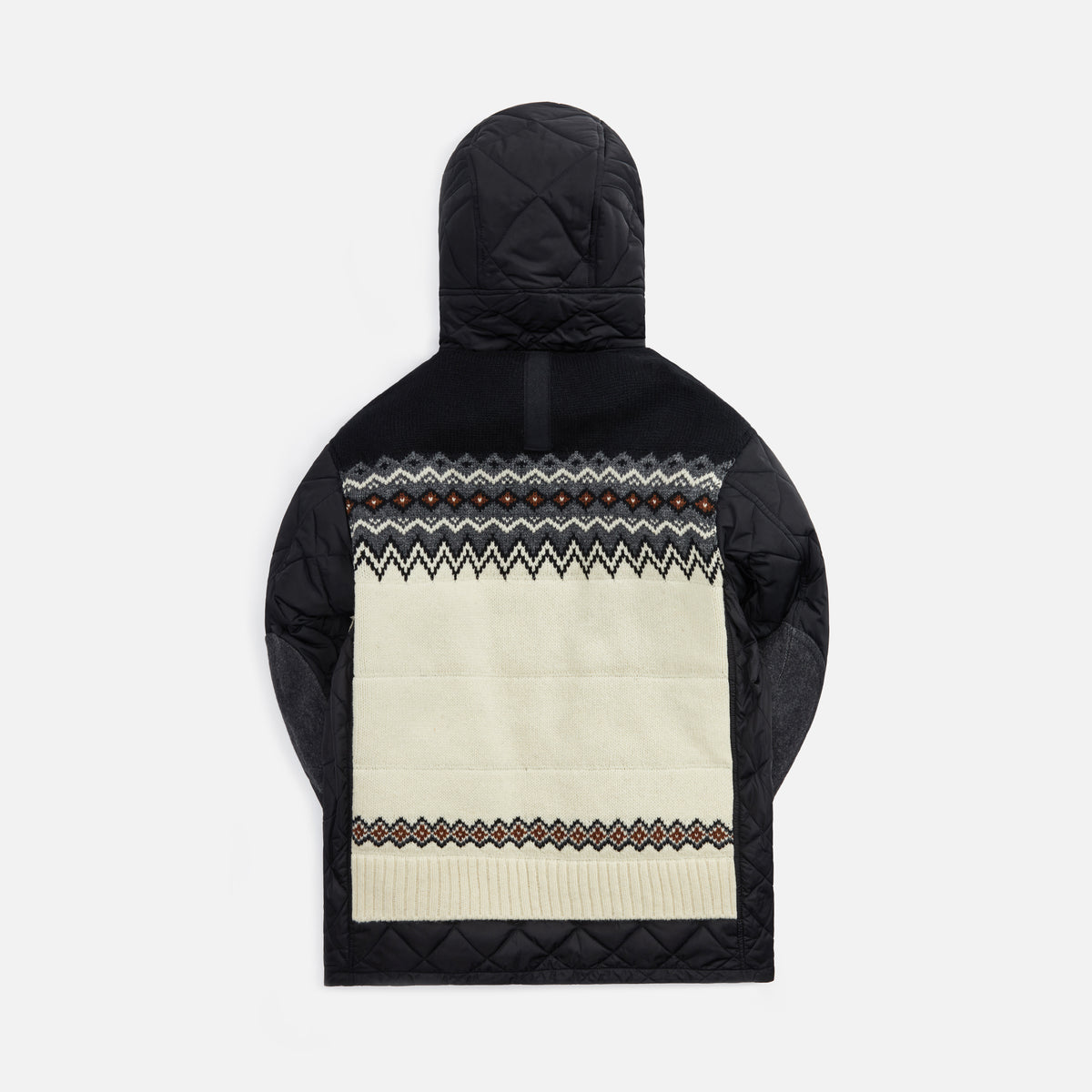 Junya Watanabe Man Polyester Twill x Wool Jacquard Coat - Black