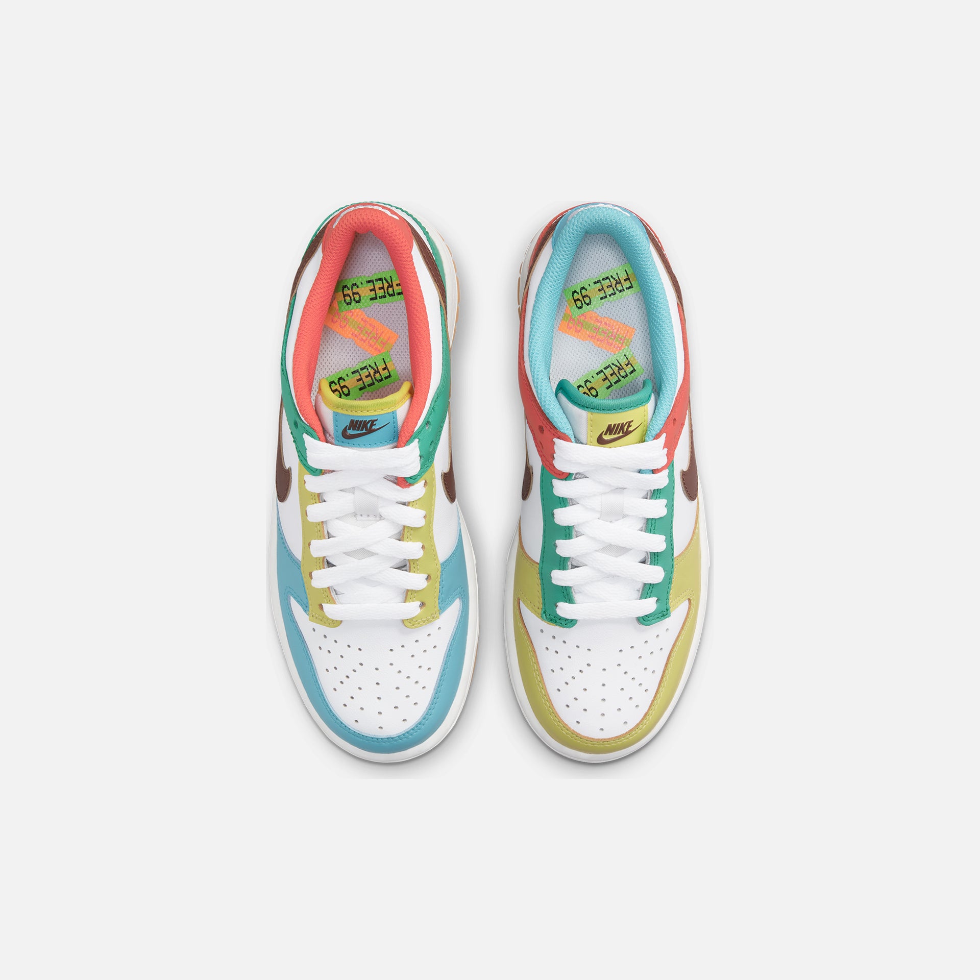 Nike GS Dunk Low SE - White / Light Chocolate / Roma Green / Turquoise