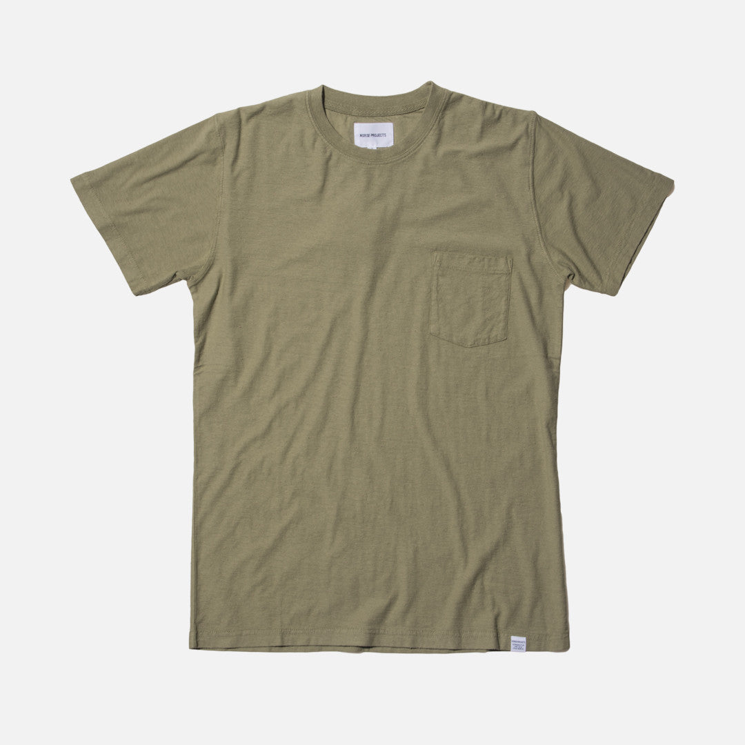 Norse Projects Niels Pocket Boucle Tee - Moss Green