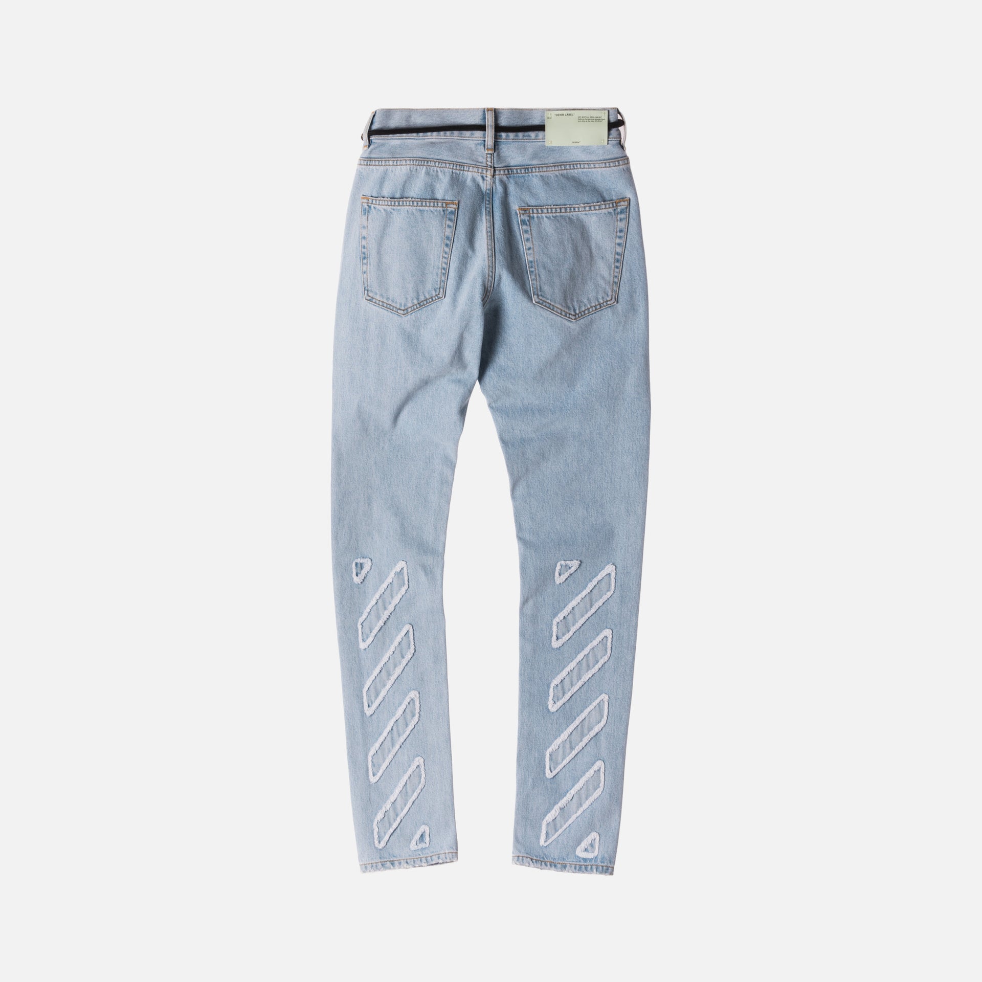 Off-White Diagonal Raw Cut Denim - Vintage Bleach