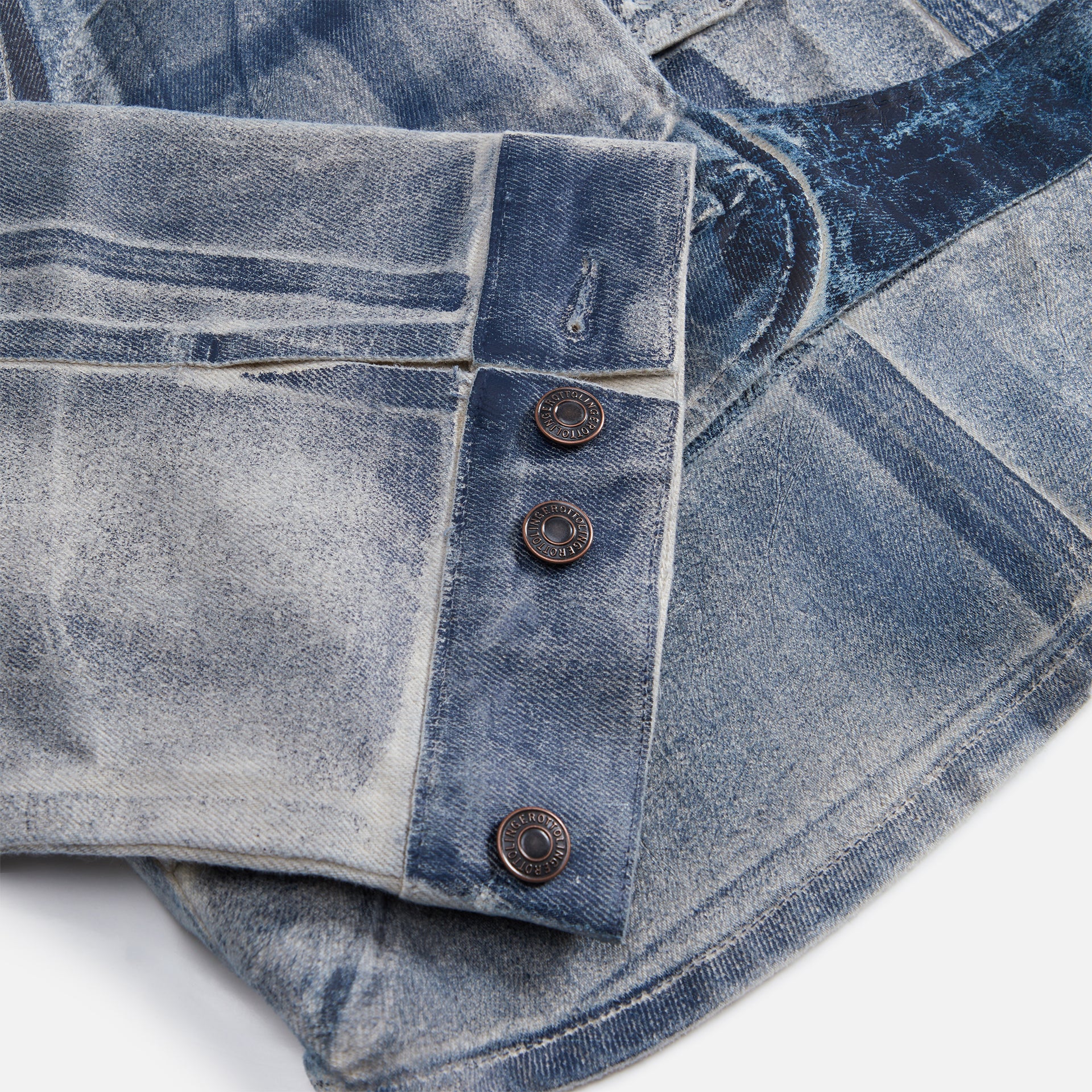 Ottolinger Cropped Belt Denim Jacket - Sand / Blue Paint