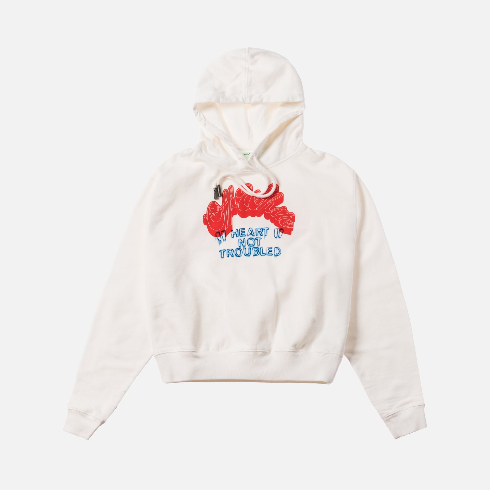 Off-White Heart Not Trouble Crop Hoodie - White / Red