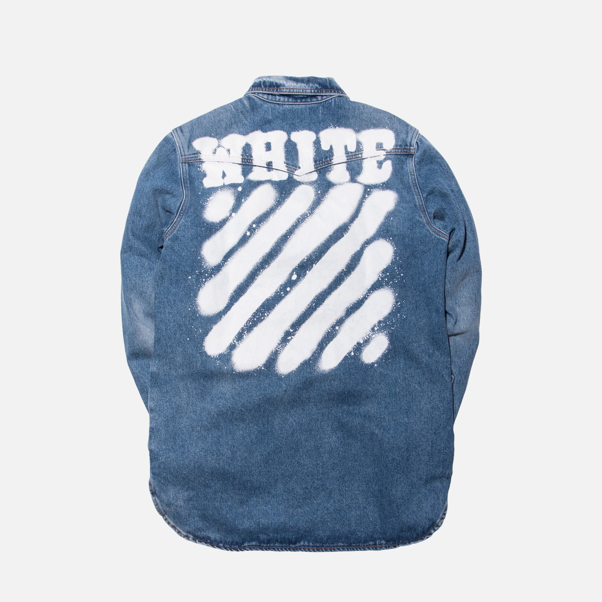 Off-White Diagonal Spray Denim Button-Up - Light Blue