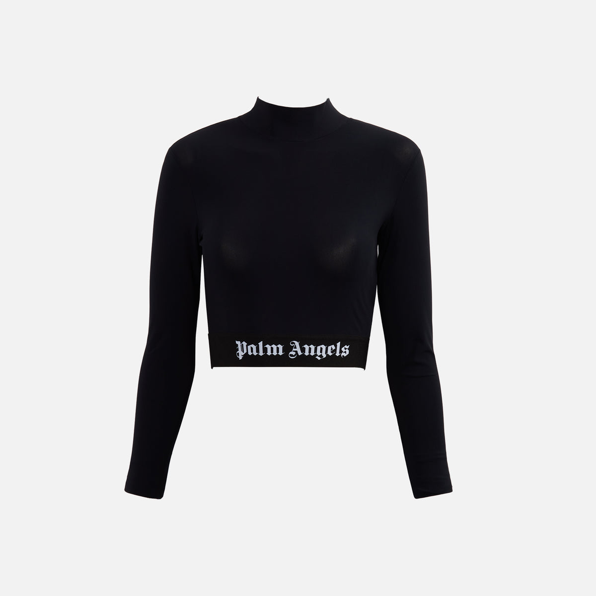 Palm Angels Mockneck Logo Long Sleeve Top - Black