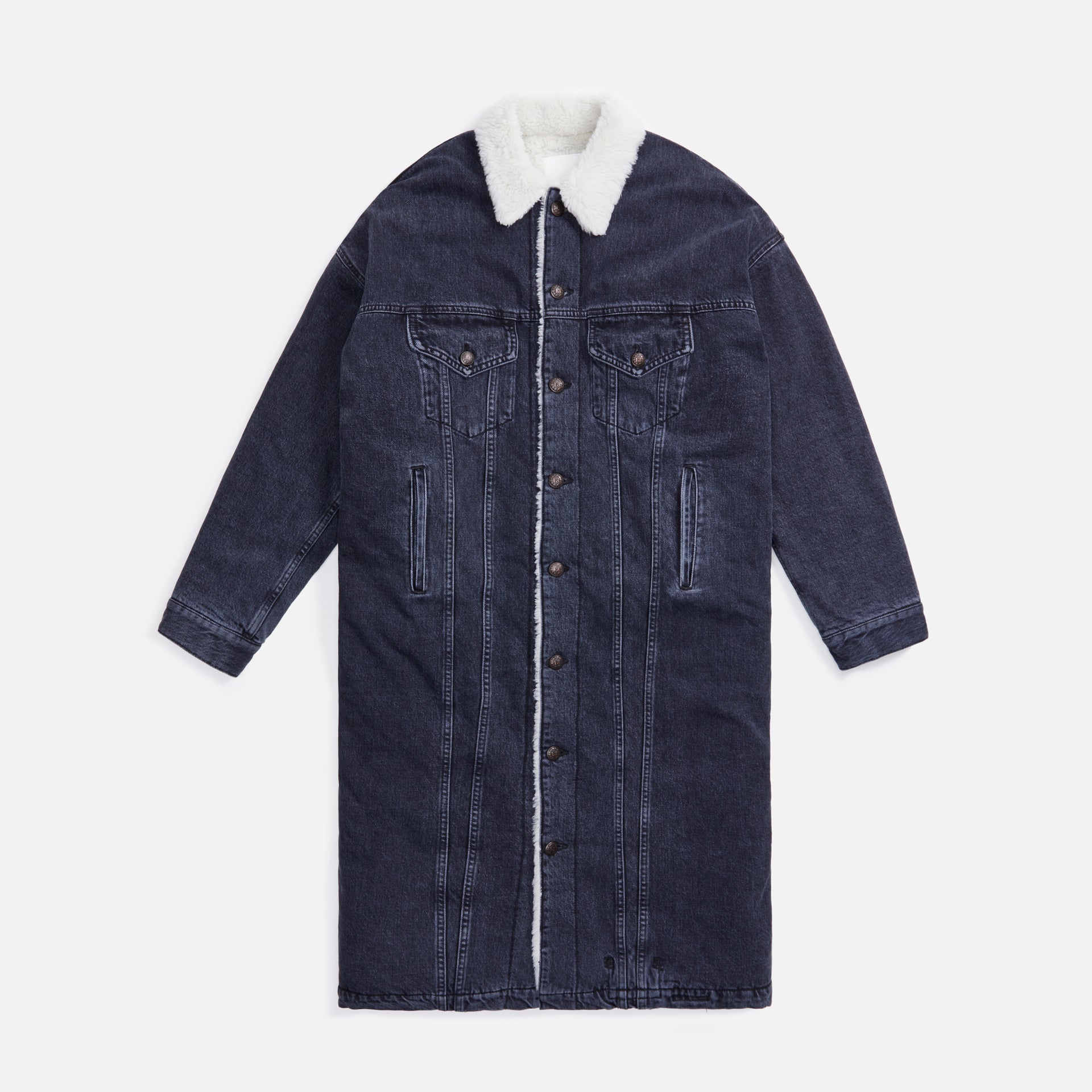 R13 Lyle Trucker Coat - Stone Black