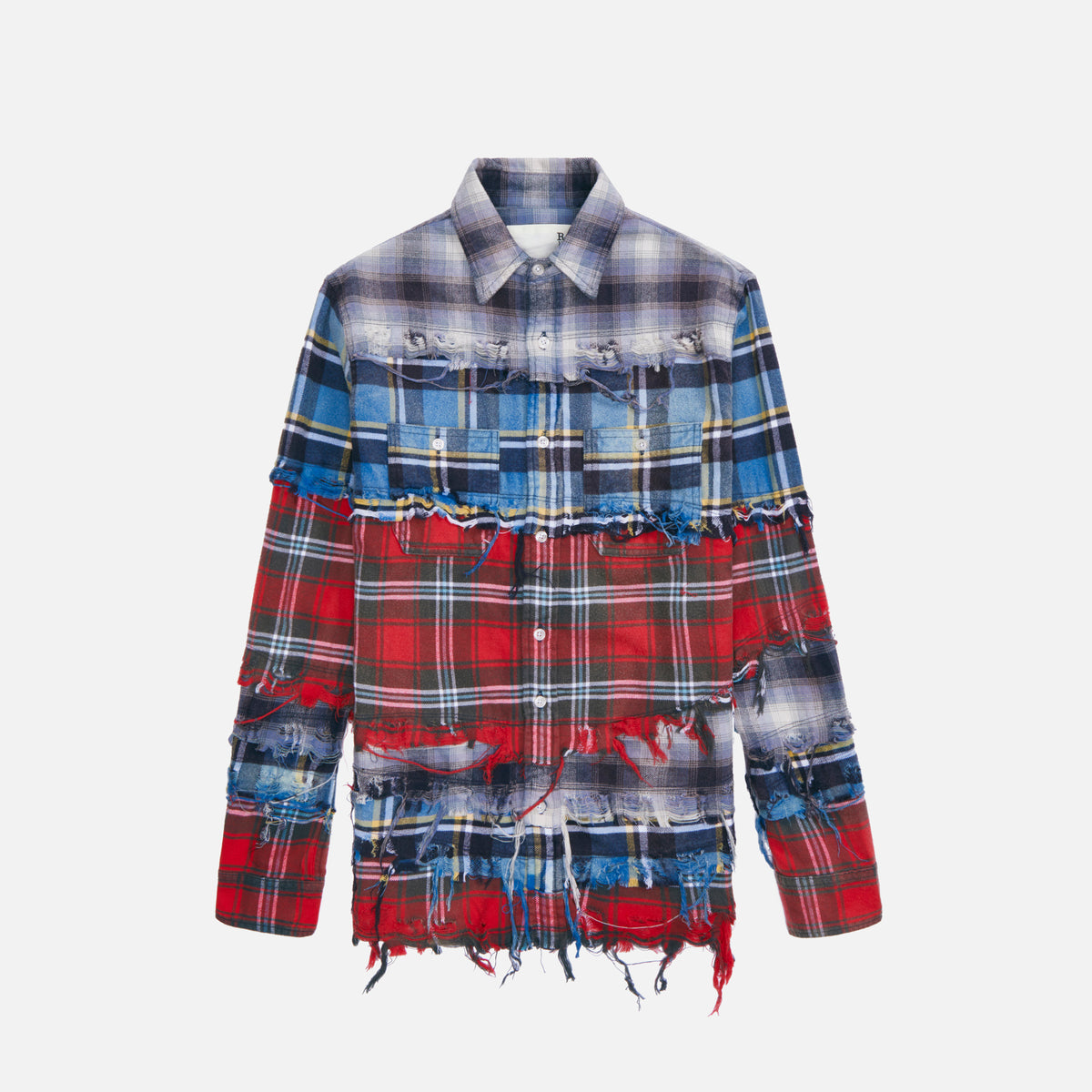 R13 Pieced Shirt - Blue Plaid