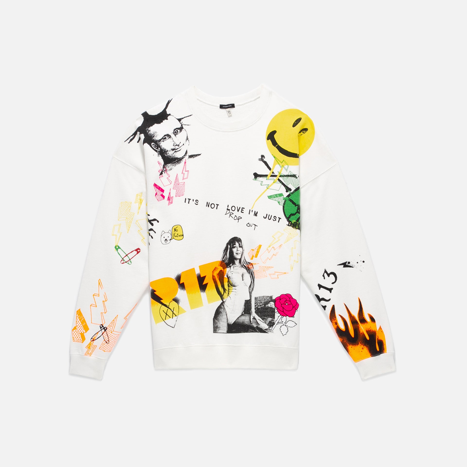 R13 Graffiti Oversized Sweater - Graffiti White