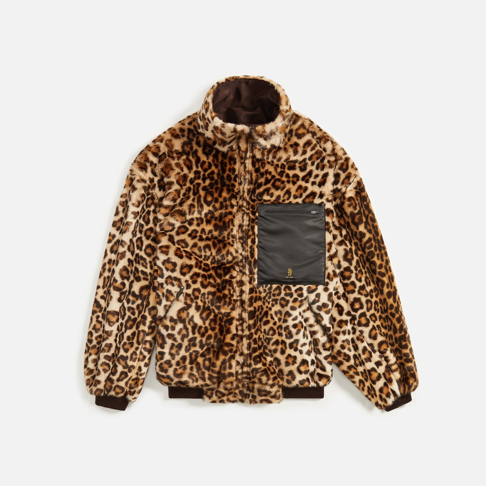 R13 Oversized Reversible Zip Up Jacket - Faux Leopard