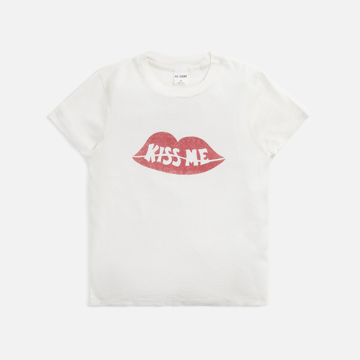 ReDone 90s Baby Tee Kiss Me - Vintage White
