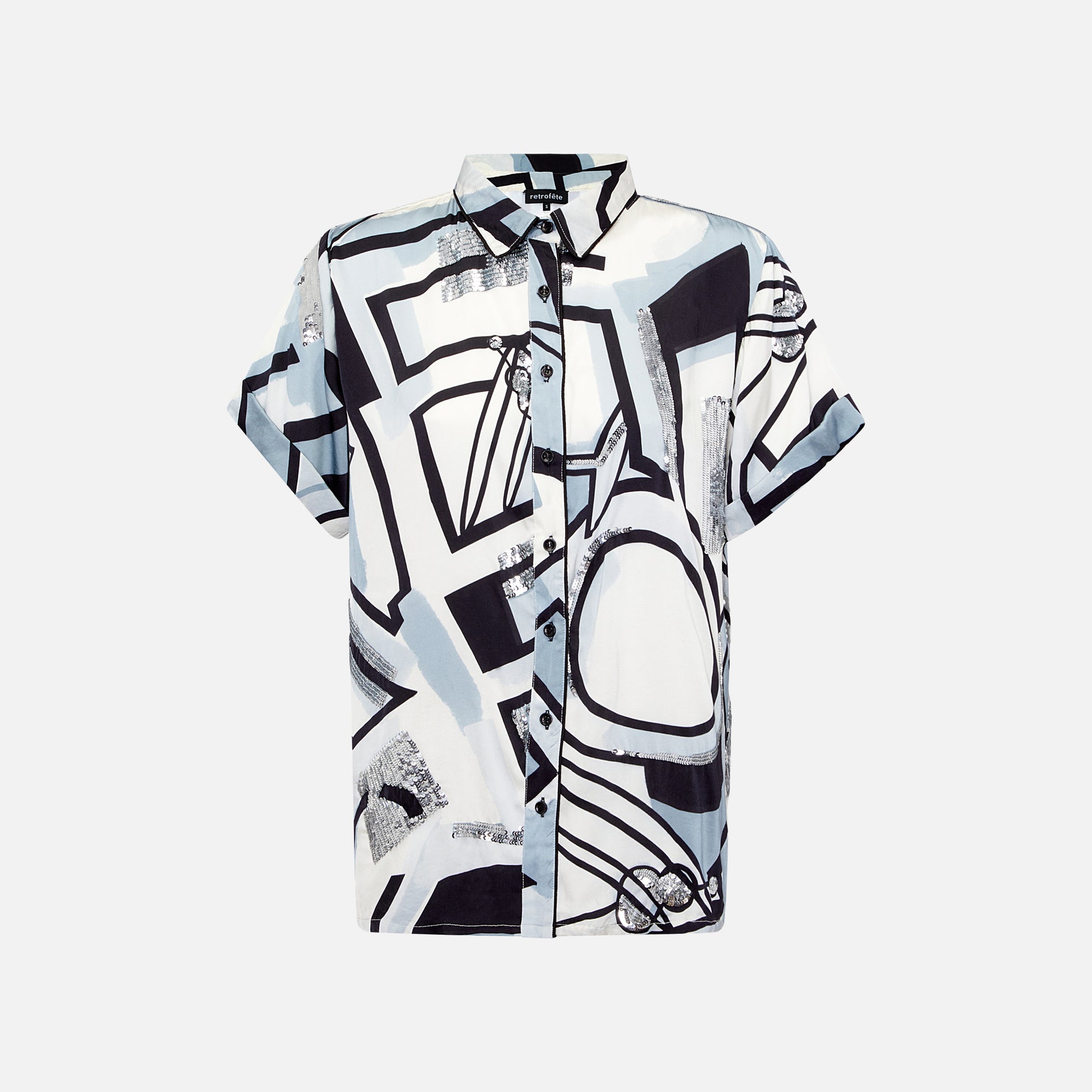 Retrofete Greda Shirt - Black White Graffiti
