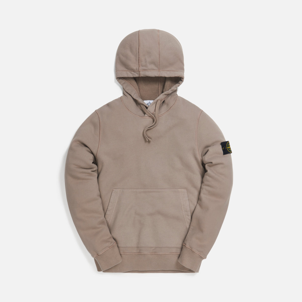 Stone Island Brushed Cotton Fleece Garment Dyed Hoodie Sweatshirt - Mud