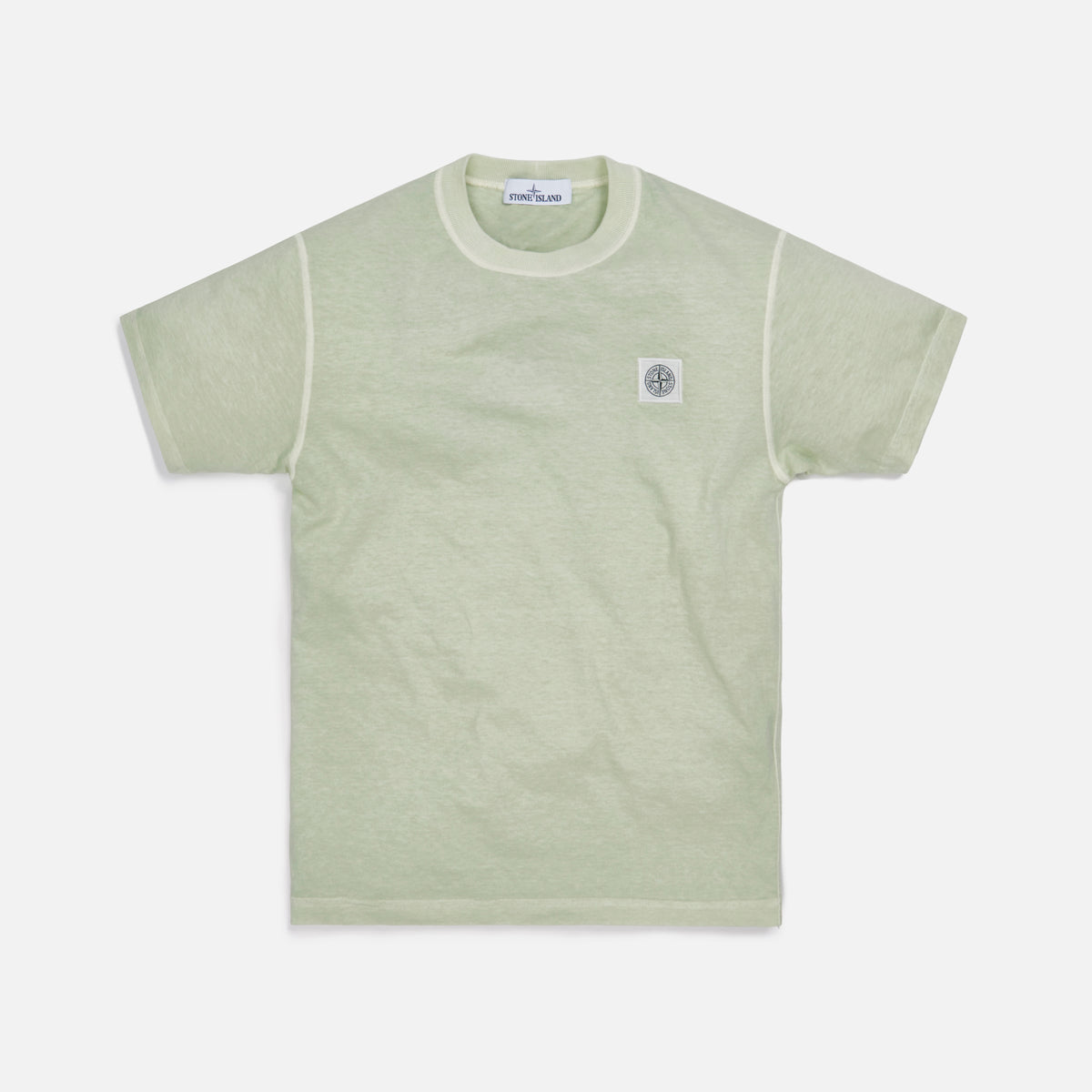 Stone Island Cotton Jersey Garment Dyed Fissato Tee - Light Green