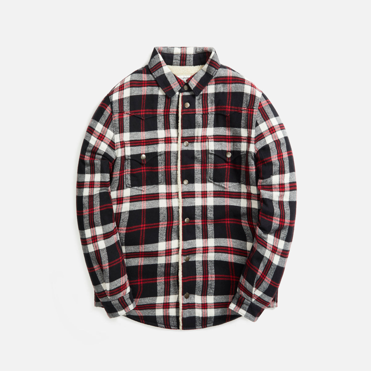Saint Laurent Oversized Western Shirt Faux Shearling - Red / Black