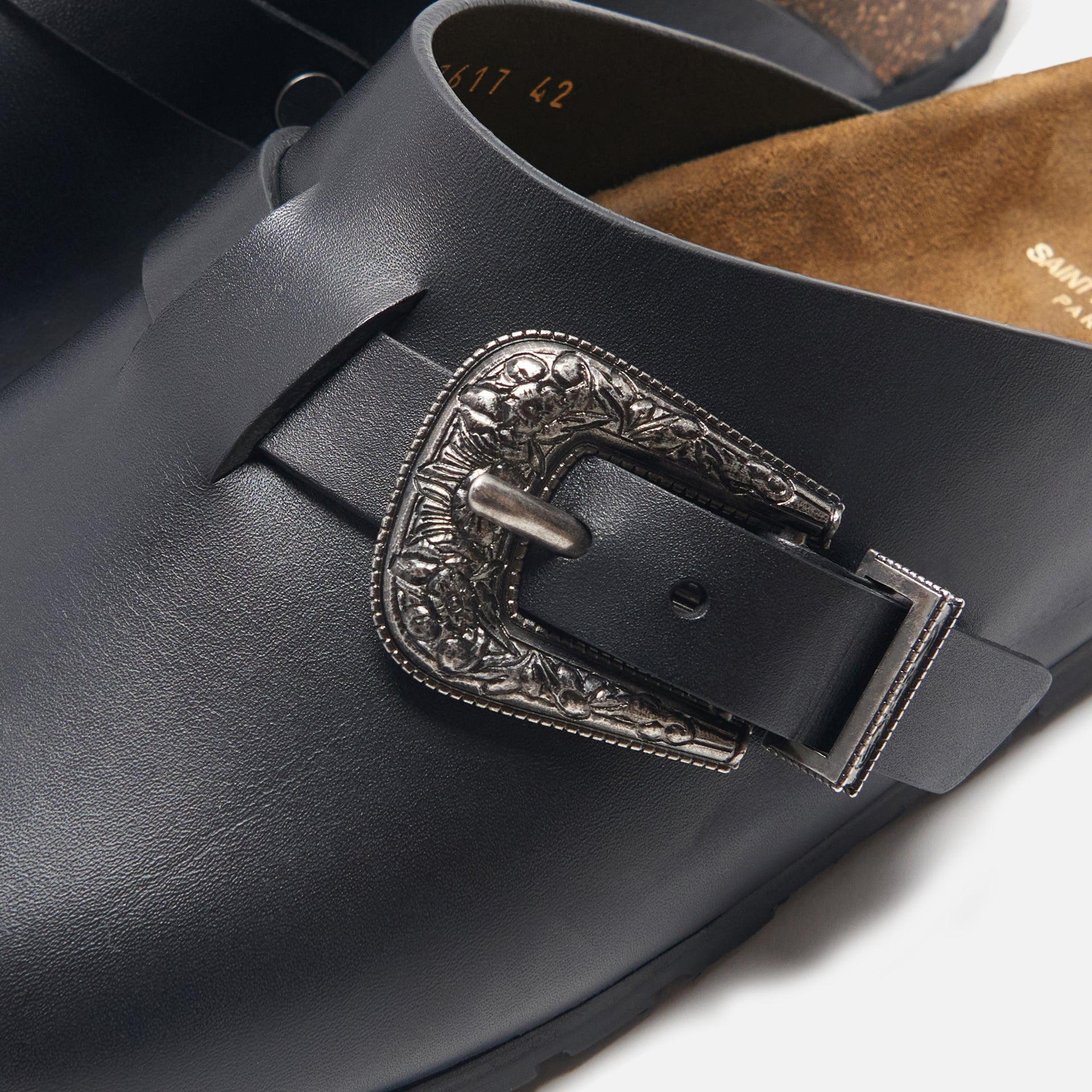 Saint Laurent Silver Buckle Sandal - Black