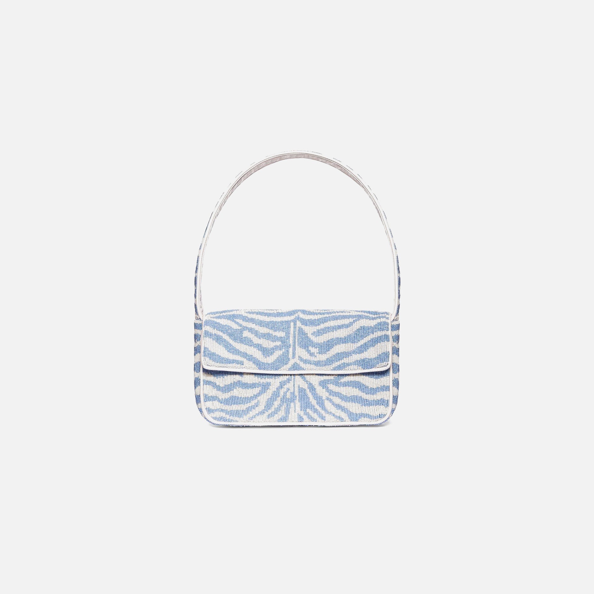 Staud Tommy Beaded Bag - Light Blue / Zebra