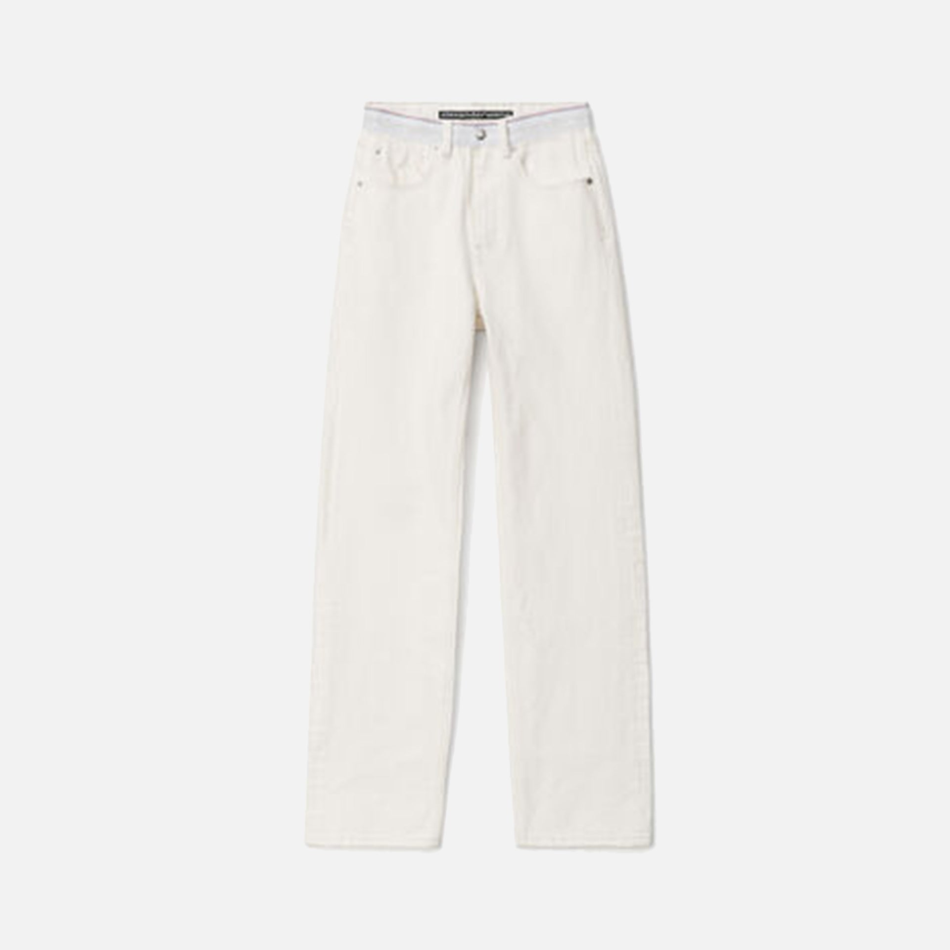 Alexander Wang Logo Webbing Mid Rise Relaxed Straight Jean - White