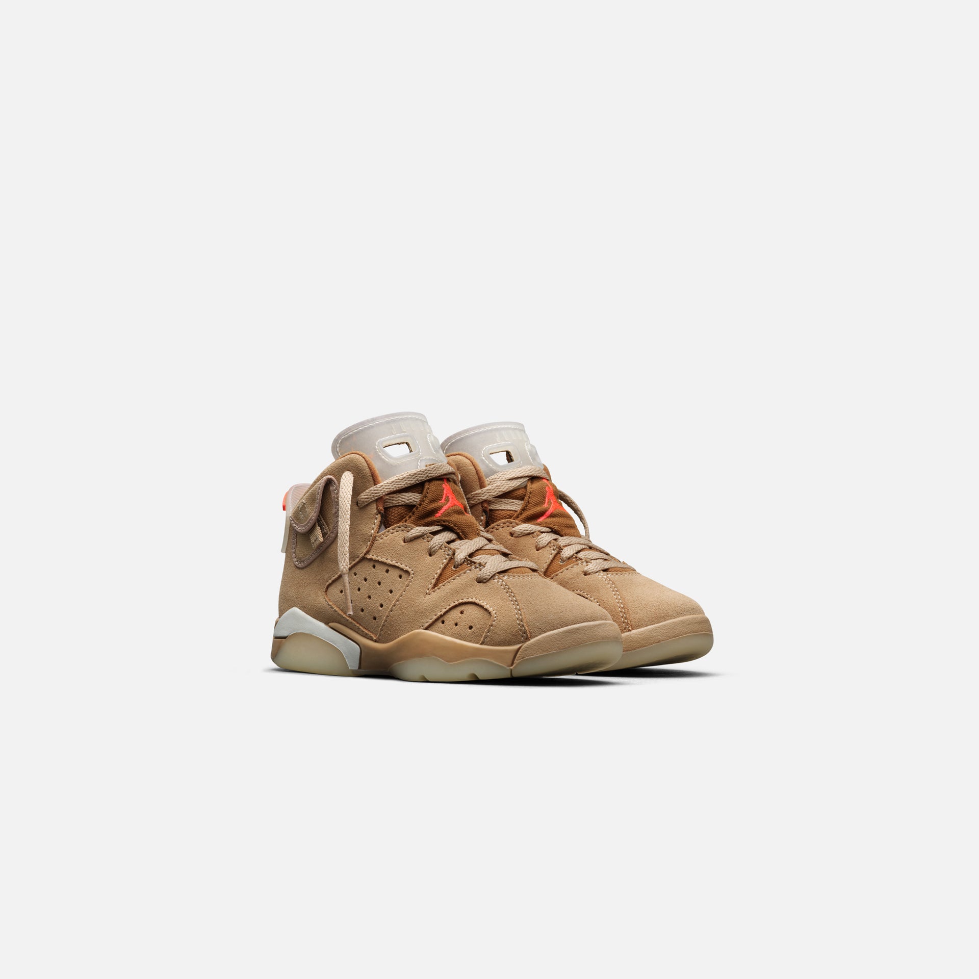 Nike x Travis Scott Pre-School Air Jordan 6 Retro SP - British Khaki / Sail / Bright Crimson