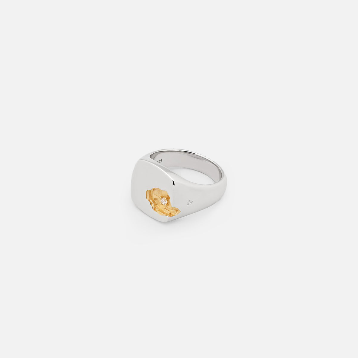 Tom Wood Mined Ring Large Diamond - Reflective / Silver