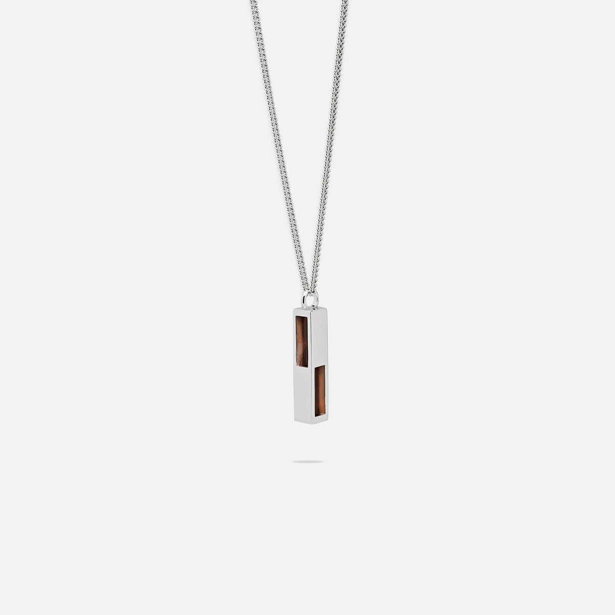 Tom Wood Cube Pendant Tiger Eye - Silver