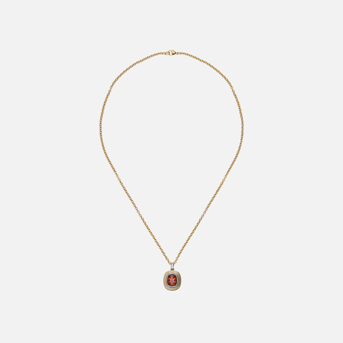 Maor Equinox Large Charm Necklace in 18K Yellow Gold and Platinum with Garnet - Gold / Platinum