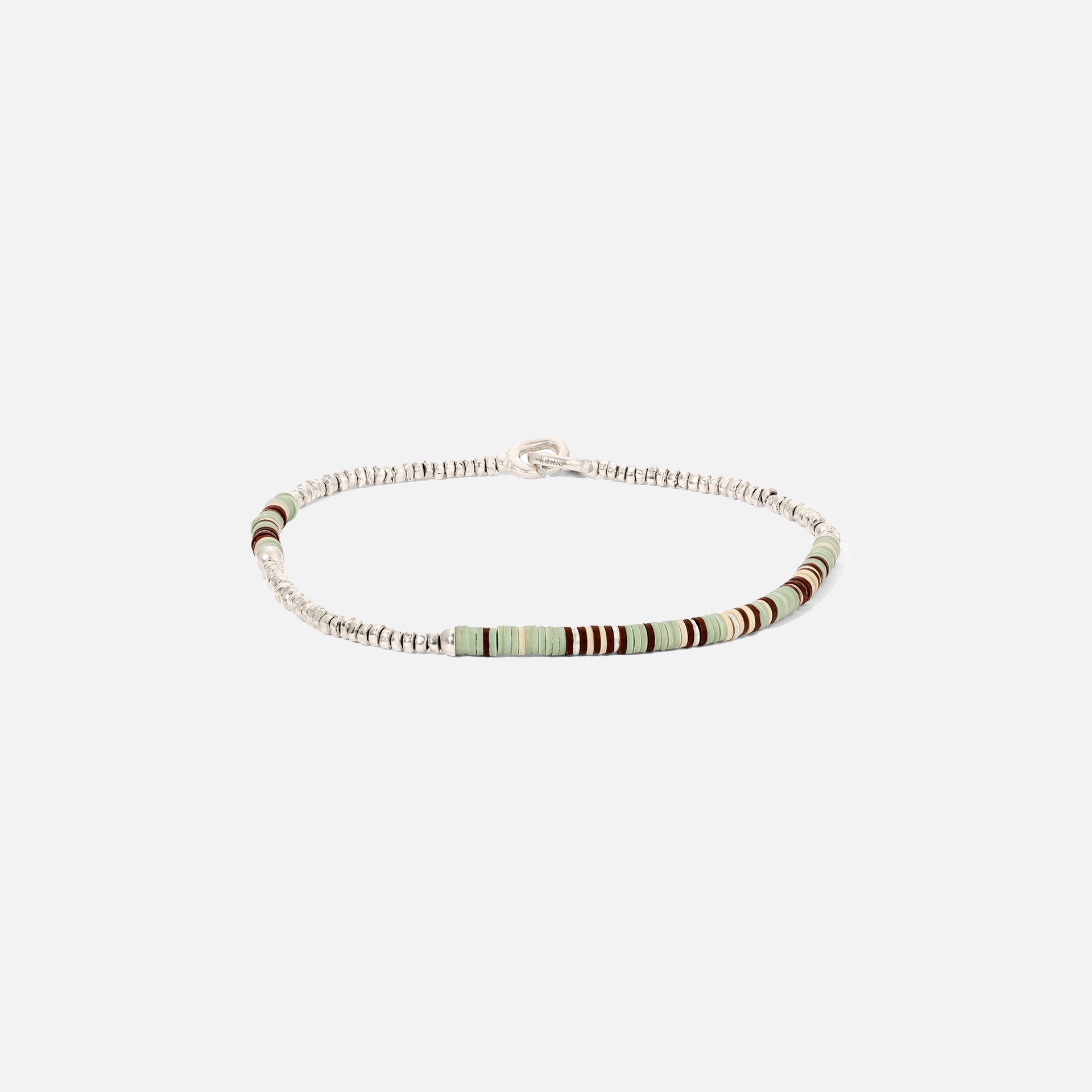 Maor Shine #3 Bracelet in Turquoise Pattern Beads with Sterling Silver - Silver / Turquoise