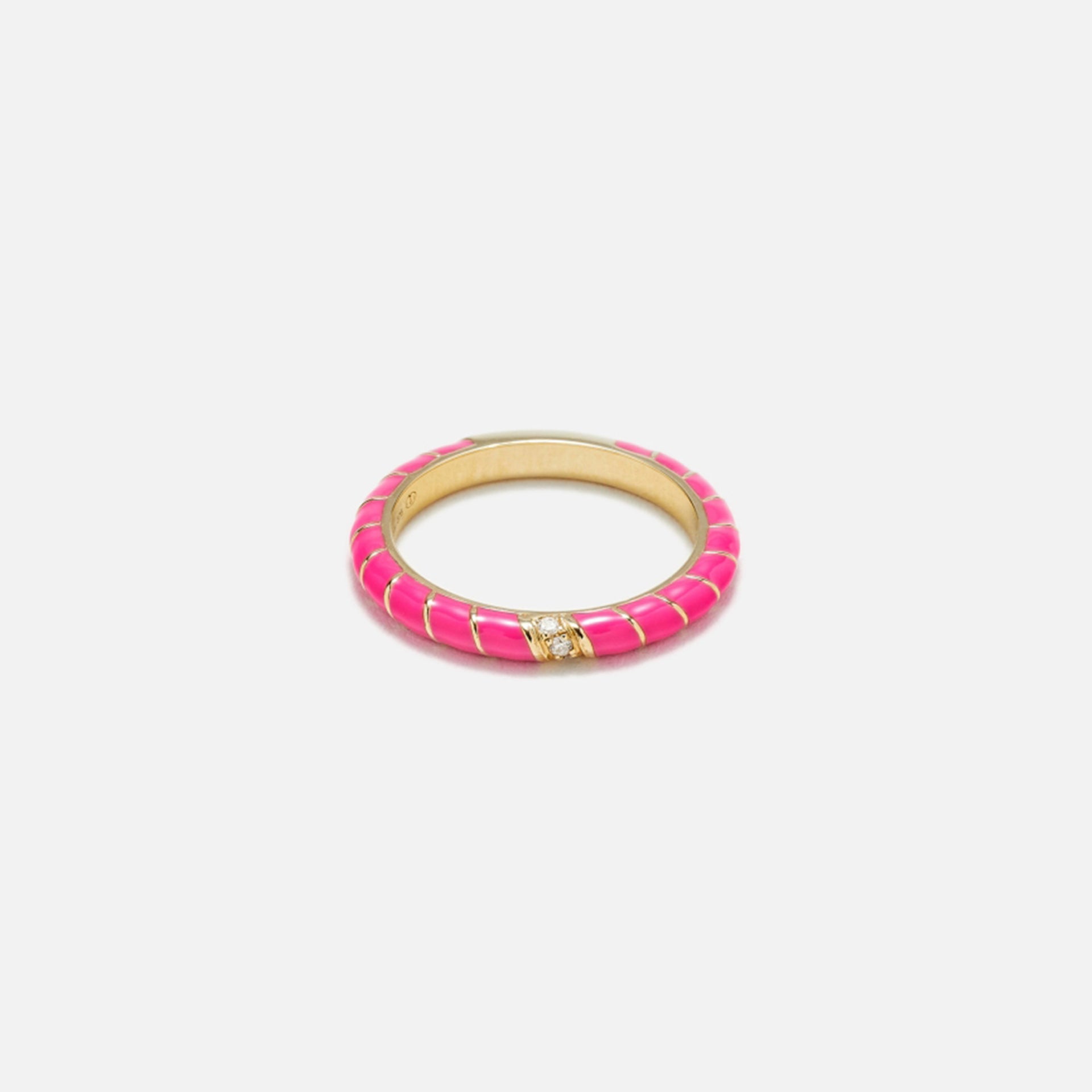 Yvonne Leon Diamond Enamel Ring - Yellow Gold / Fushia