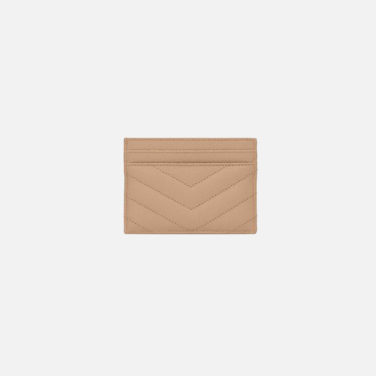 Saint Laurent Credit Card Case Chevron - Dark Beige